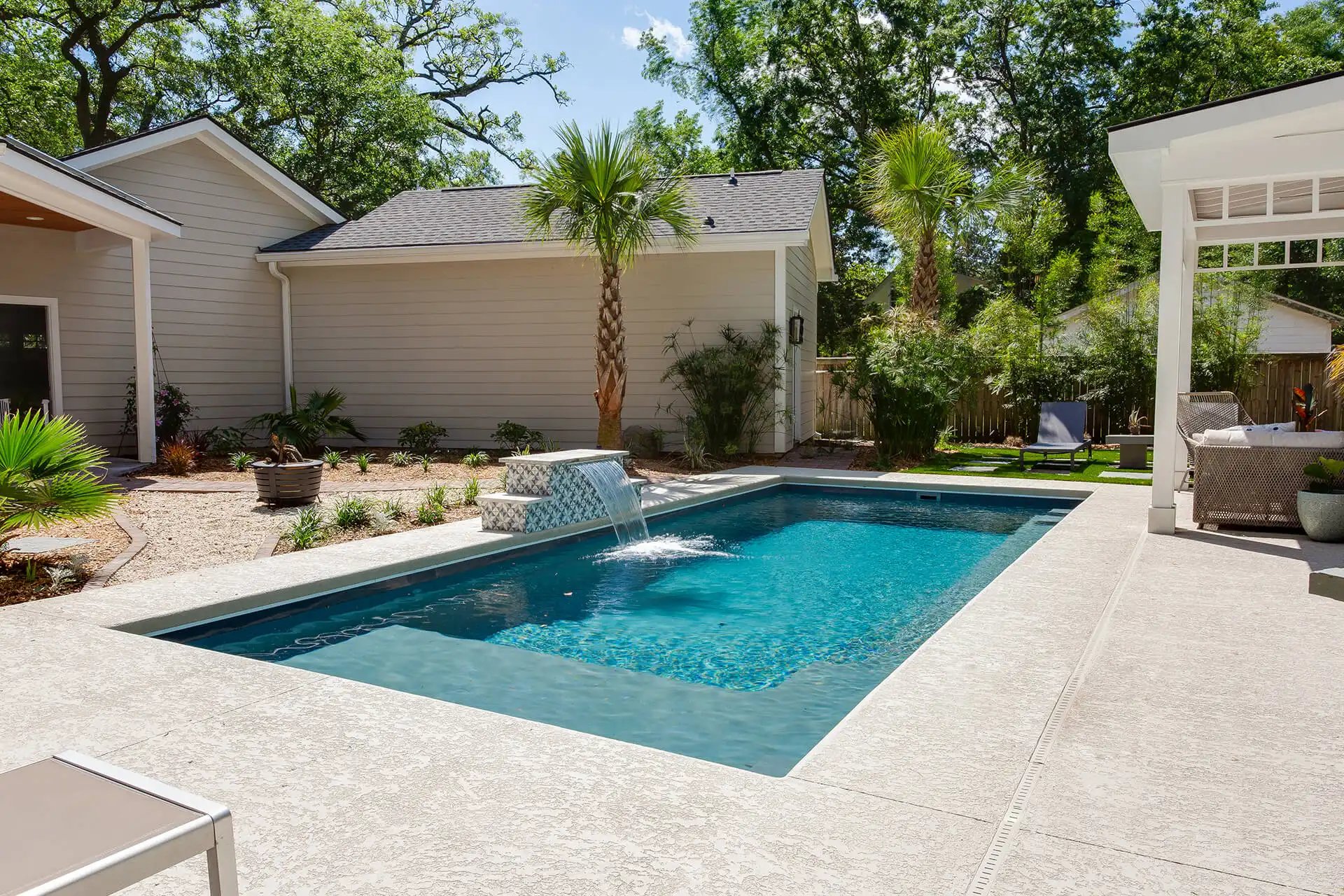 Twilight fiberglass pool and spa — Heritage Pools project