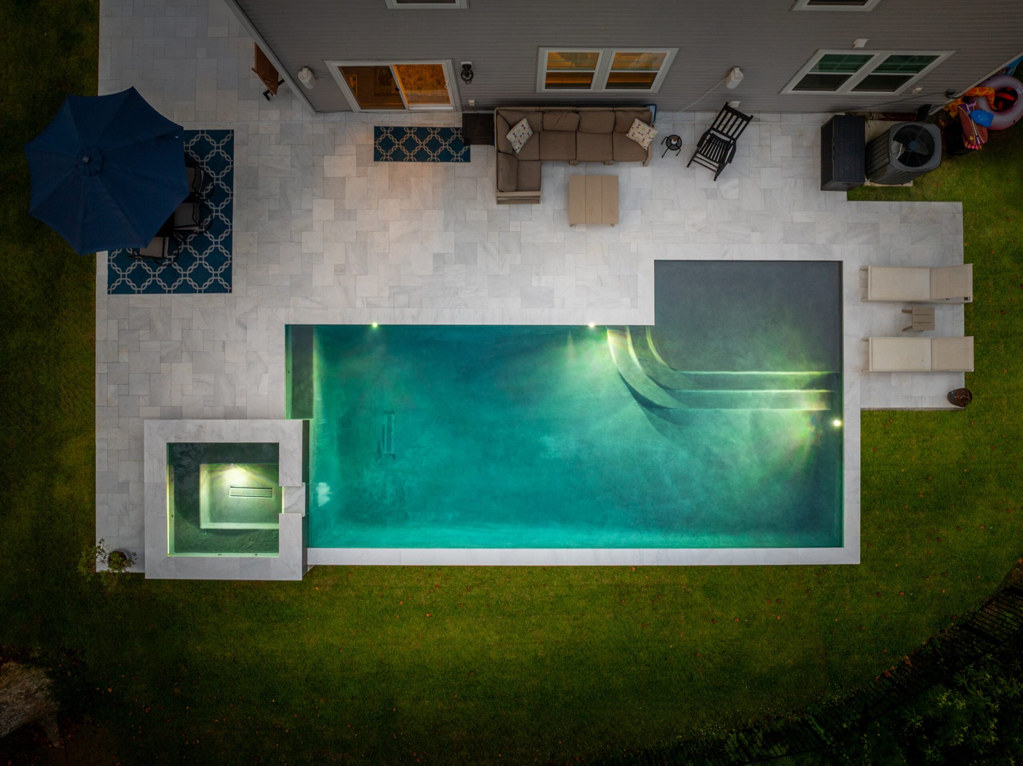 Geometric pool with raised spa — Heritage Pools project